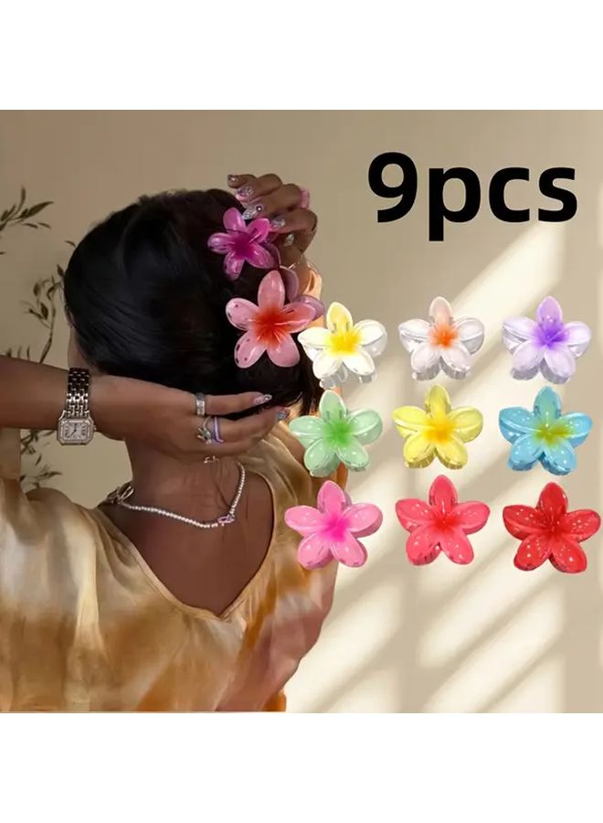 كليب شعر زهرة الهدرانج الأزرق المزدوج الجوانب للنساء، مشابك قرش كبيرة غير قابلة للانزلاق - Image 1